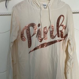 victoria secret pink rose gold and white hoodie